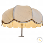 abat-jour dôme "citrouille" à festons bas recouvert d'une soie sauvage