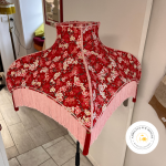 pagode birmane tissu fleur de cerisier rouge rose