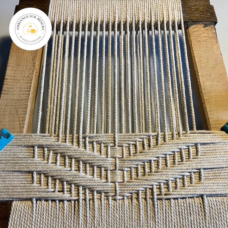 Detail montage de tressage en corde de coton