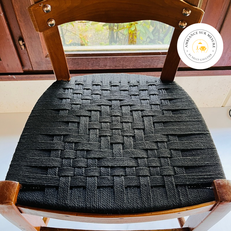 tressage de chaise en corde coton motif centrale