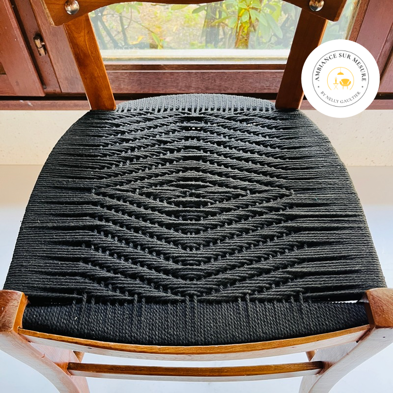 détail tressage de corde en diamant black is black
